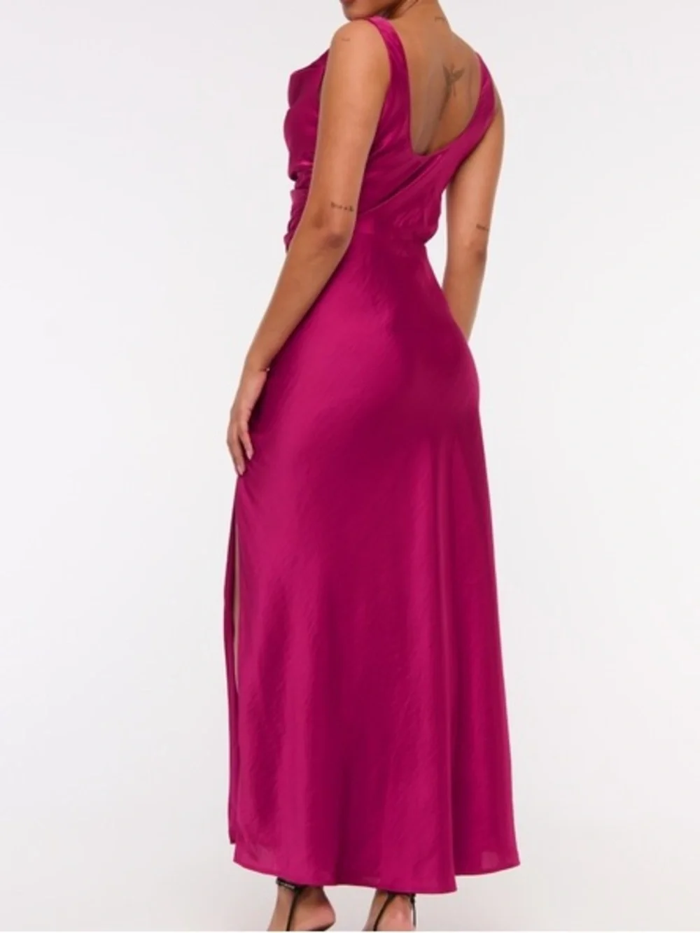 Abercrombie & Fitch Cowl Neck Draped Maxi Dress Women’s Petite Medium Pink Berry